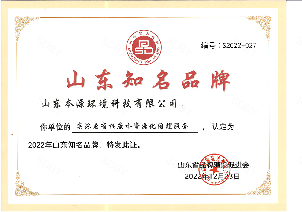 山东知名品牌证书